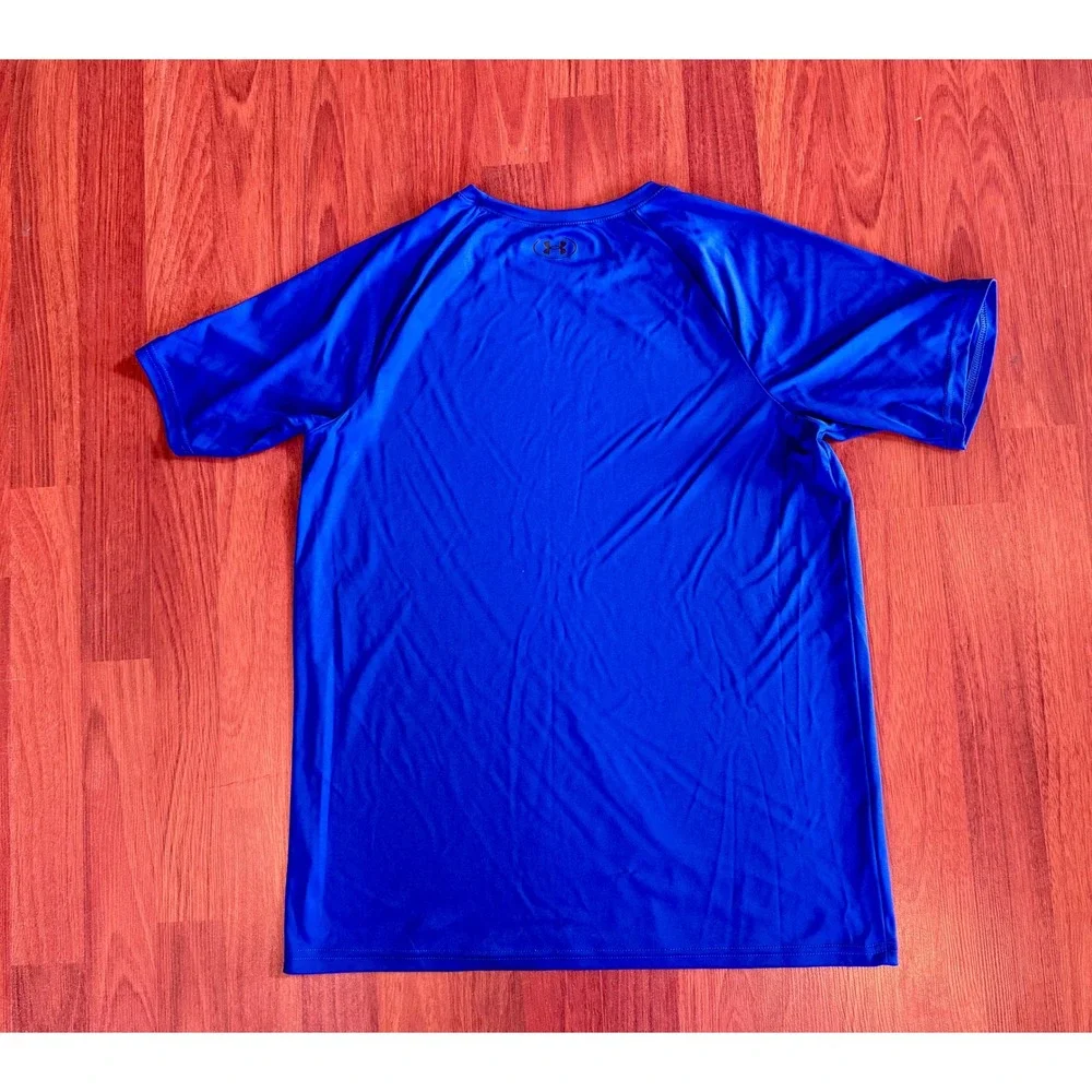 Under Armour Boys Royal Blue HeatGear Loose Fit Logo Graphic T-Shirt YXL